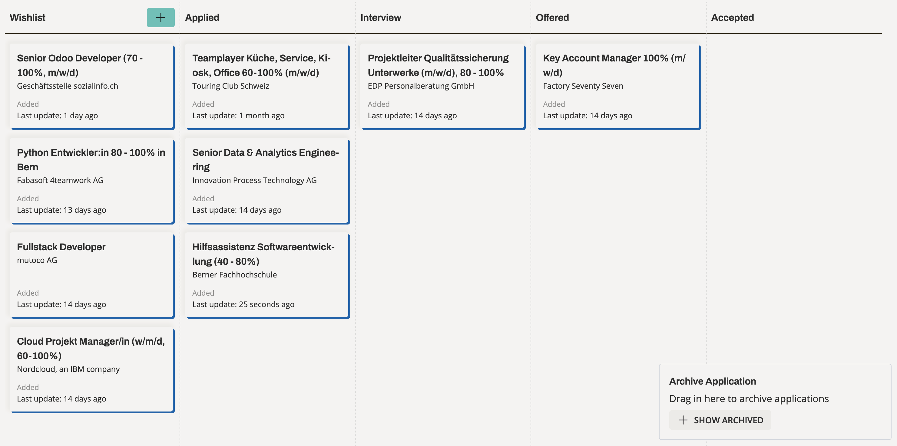 Job Tracker Kanban Board